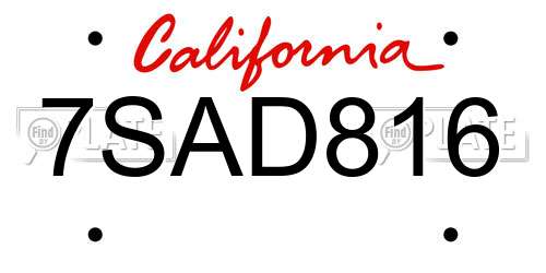 7SAD816 California License Plate