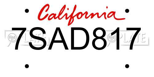7SAD817 California License Plate