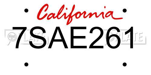 7SAE261 California License Plate