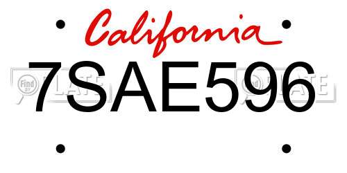 7SAE596 California License Plate