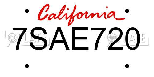 7SAE720 California License Plate