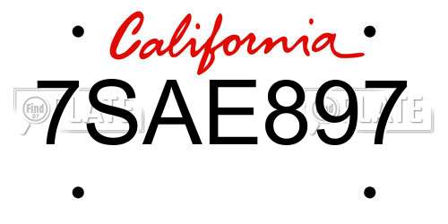 7SAE897 California License Plate