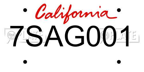 7SAG001 California License Plate