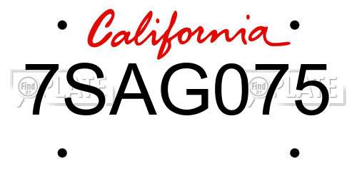 7SAG075 California License Plate