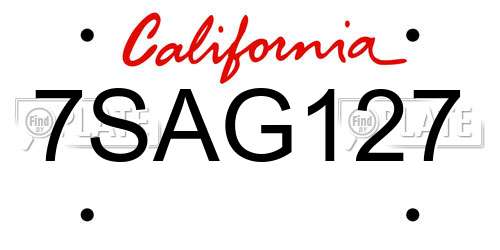 7SAG127 California License Plate