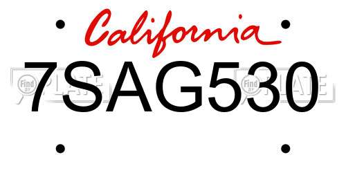 7SAG530 California License Plate