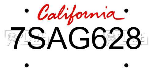 7SAG628 California License Plate