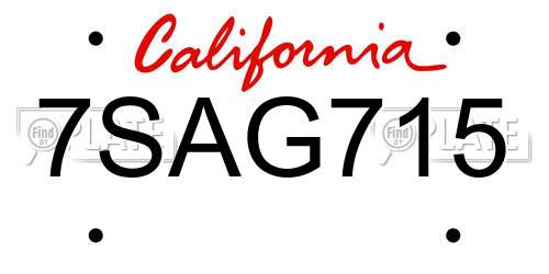 7SAG715 California License Plate