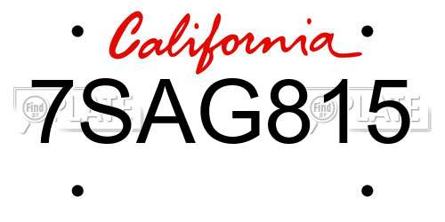 7SAG815 California License Plate
