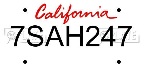 7SAH247 California License Plate