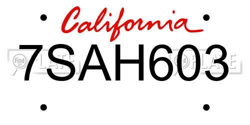 7SAH603 California License Plate