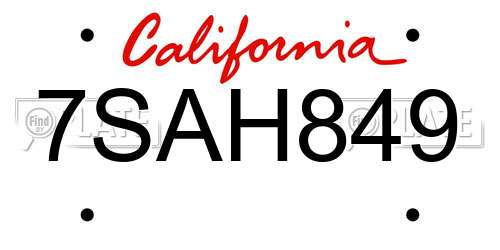 7SAH849 California License Plate