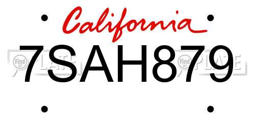 7SAH879 California License Plate