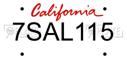 7SAL115 California License Plate