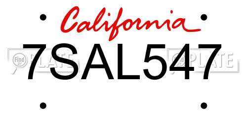 7SAL547 California License Plate