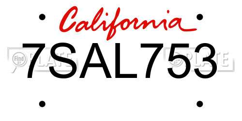 7SAL753 California License Plate