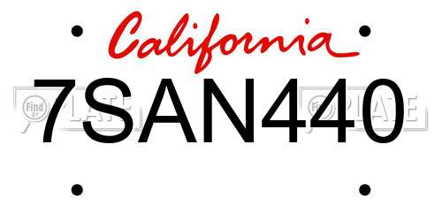 7SAN440 California License Plate