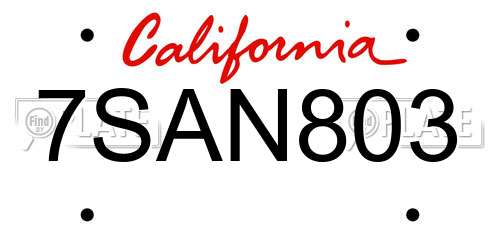 7SAN803 California License Plate