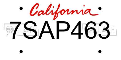 7SAP463 California License Plate