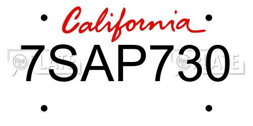7SAP730 California License Plate