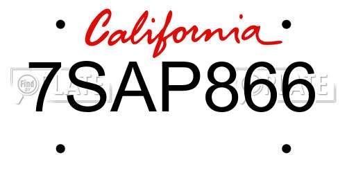 7SAP866 California License Plate