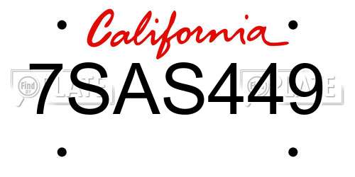 7SAS449 California License Plate