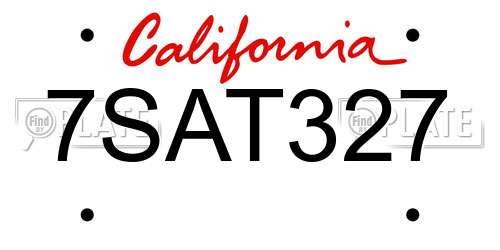 7SAT327 California License Plate