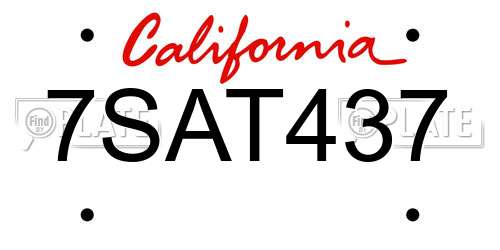 7SAT437 California License Plate