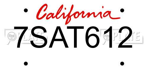 7SAT612 California License Plate