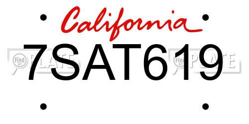 7SAT619 California License Plate