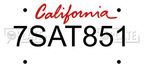7SAT851 California License Plate