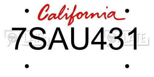 7SAU431 California License Plate