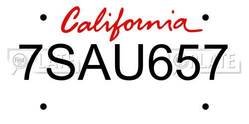 7SAU657 California License Plate