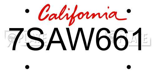 7SAW661 California License Plate