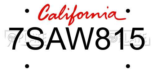 7SAW815 California License Plate