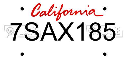 7SAX185 California License Plate