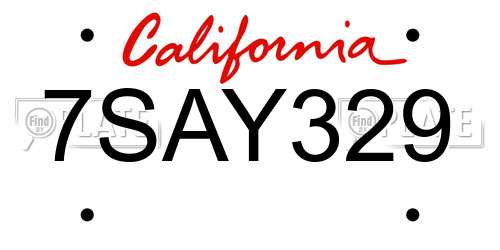 7SAY329 California License Plate