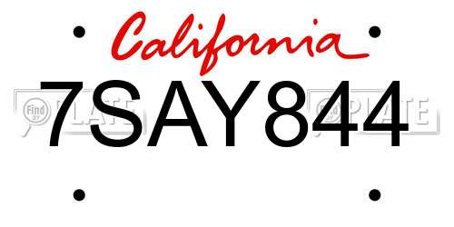 7SAY844 California License Plate