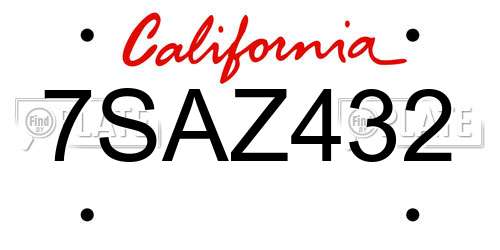 7SAZ432 California License Plate