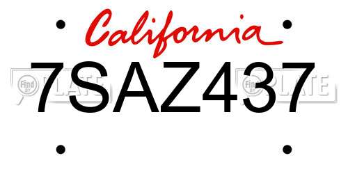 7SAZ437 California License Plate