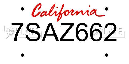 7SAZ662 California License Plate