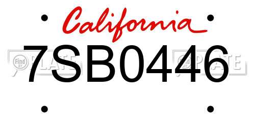 7SB0446 California License Plate