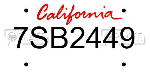 7SB2449 California License Plate