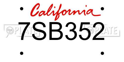 7SB352 California License Plate