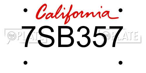 7SB357 California License Plate