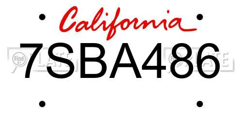 7SBA486 California License Plate