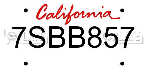 7SBB857 California License Plate