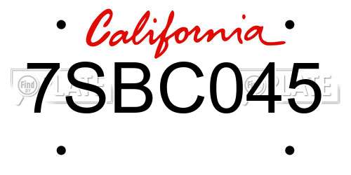 7SBC045 California License Plate