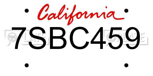 7SBC459 California License Plate