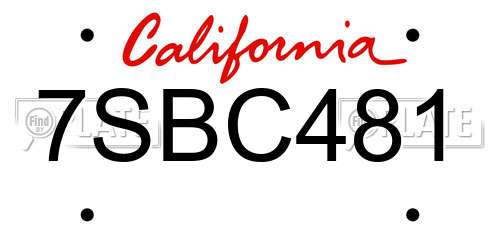 7SBC481 California License Plate